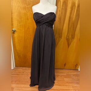 J Crew brown silk strapless maxi dress size 4P